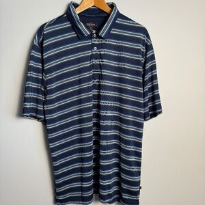Weir‎ Golf Men's Navy Blue Stripe Short Sleeve Polo Golf Shirt Size Large (44)